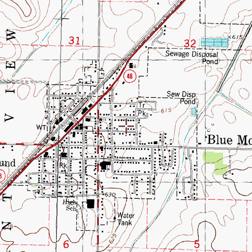Topographic Map of Village of Blue Mound, IL