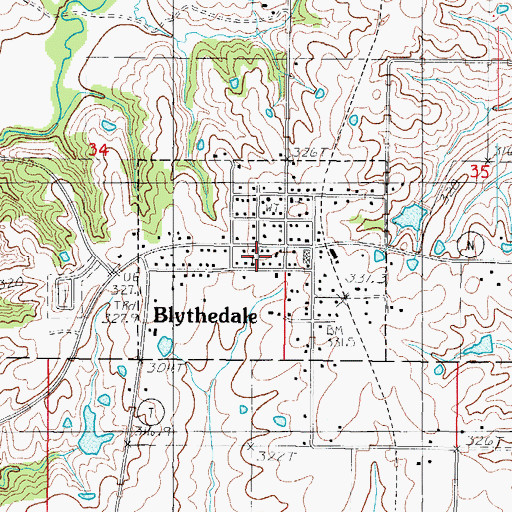 Topographic Map of Village of Blythedale, MO