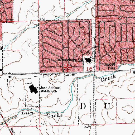 Topographic Map of Village of Bolingbrook, IL