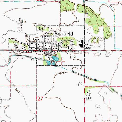 Topographic Map of Village of Bonfield, IL