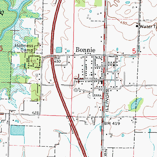 Topographic Map of Village of Bonnie, IL