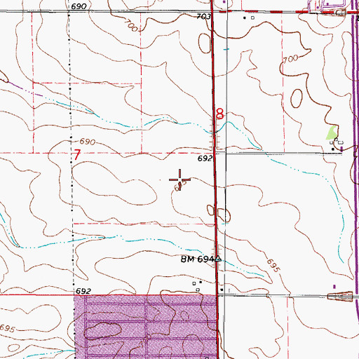 Topographic Map of Village of Bourbonnais, IL