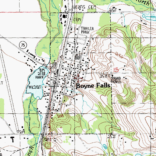 Topographic Map of Village of Boyne Falls, MI