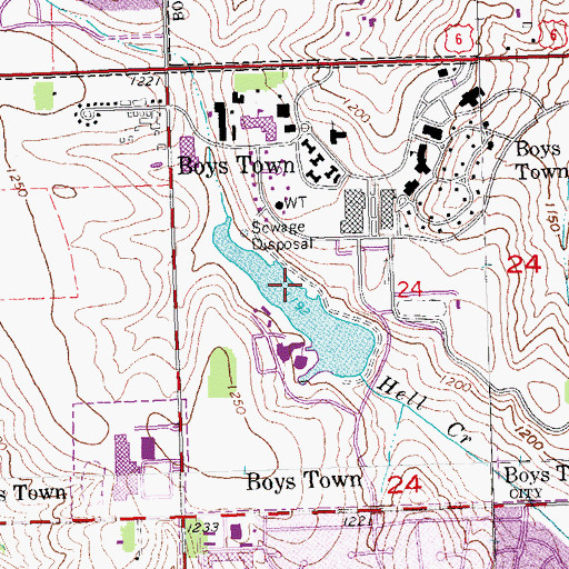 Topographic Map of Village of Boys Town, NE