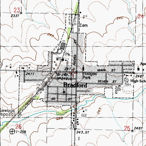 Topographic Map of Village of Bradford, IL