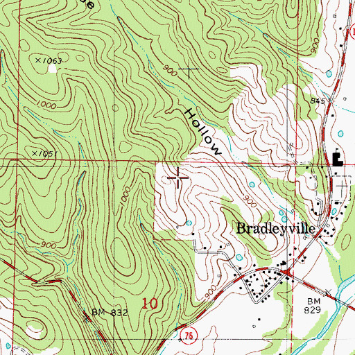 Topographic Map of Village of Bradleyville (historical), MO