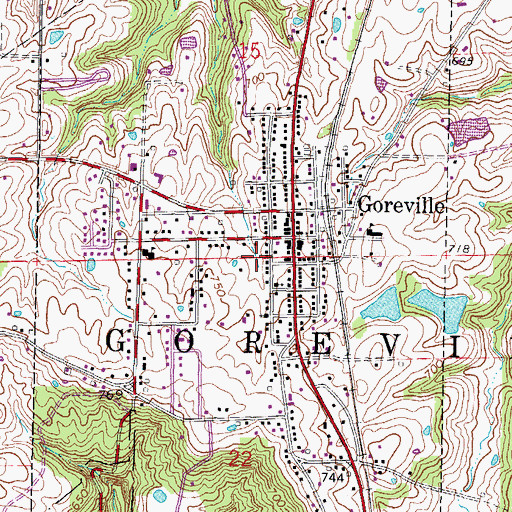 Topographic Map of Village of Goreville, IL