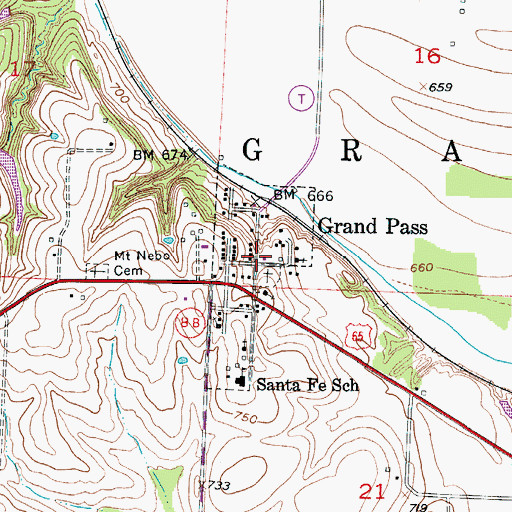 Topographic Map of Village of Grand Pass, MO