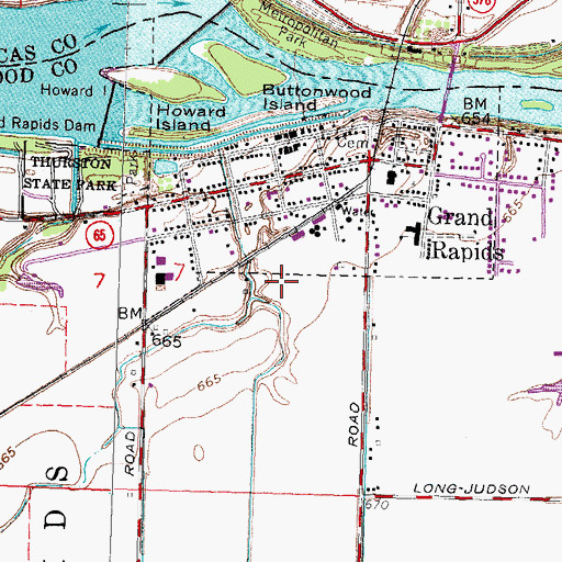 Topographic Map of Village of Grand Rapids, OH
