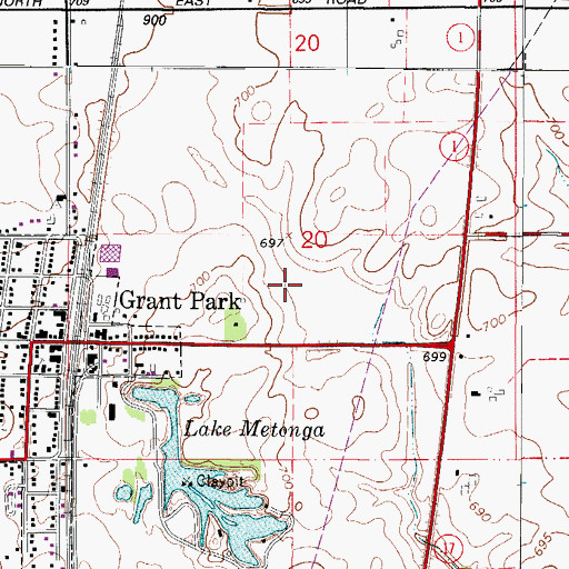 Topographic Map of Village of Grant Park, IL