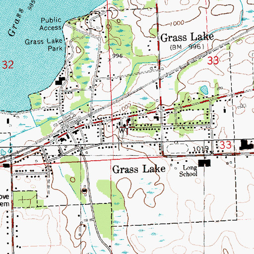 Topographic Map of Village of Grass Lake, MI