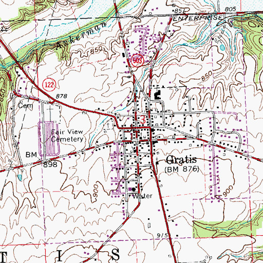 Topographic Map of Village of Gratis, OH