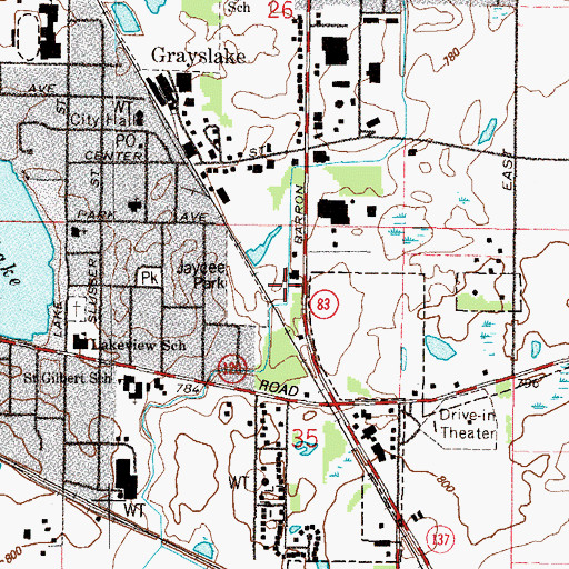 Topographic Map of Village of Grayslake, IL