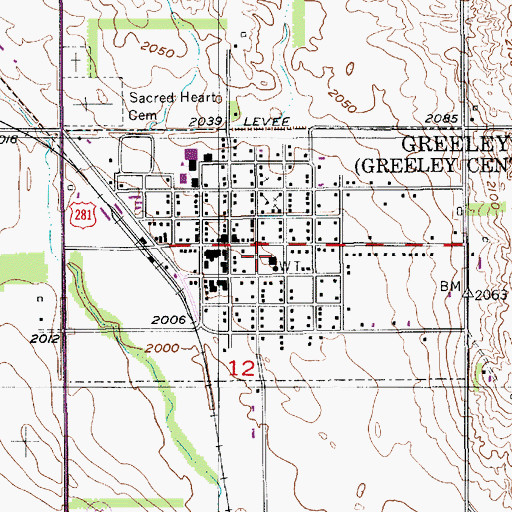 Topographic Map of Village of Greeley Center, NE