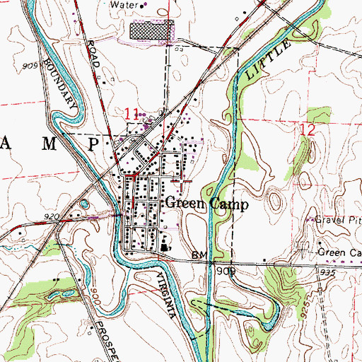Topographic Map of Village of Green Camp, OH