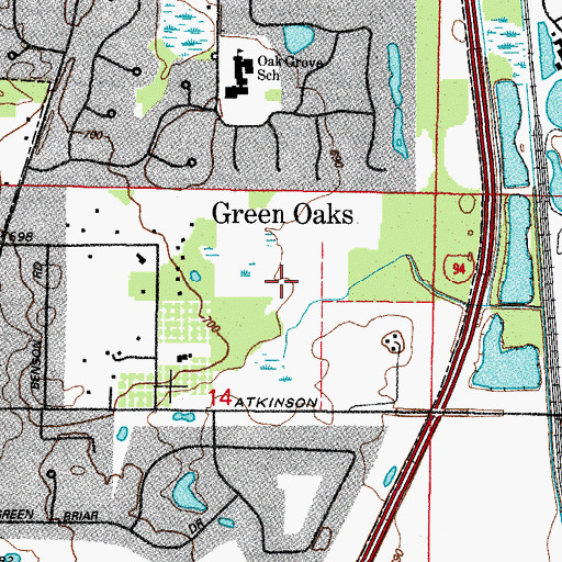 Topographic Map of Village of Green Oaks, IL