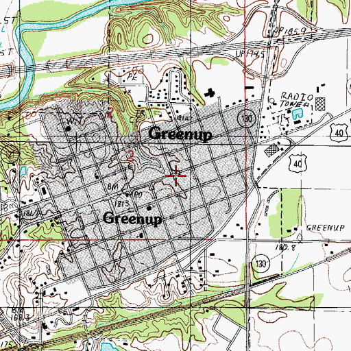 Topographic Map of Village of Greenup, IL