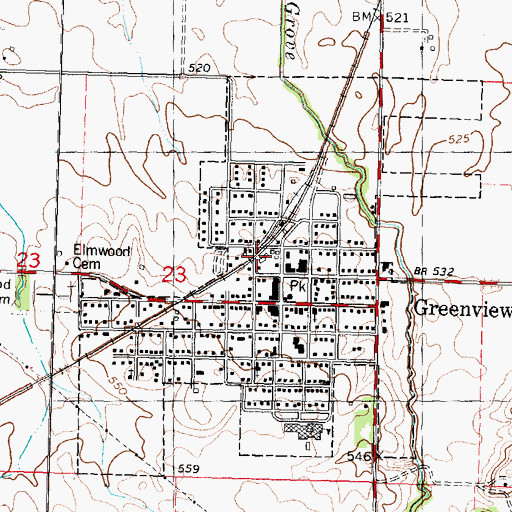 Topographic Map of Village of Greenview, IL