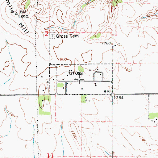 Topographic Map of Village of Gross, NE