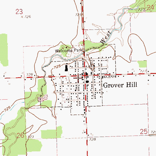 Topographic Map of Village of Grover Hill, OH