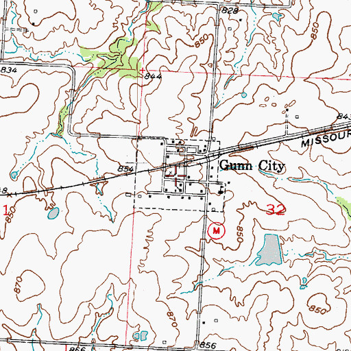 Topographic Map of Village of Gunn City, MO