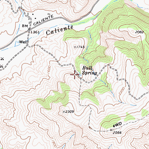 Topographic Map of Bull Spring, CA