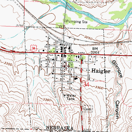 Topographic Map of Village of Haigler, NE
