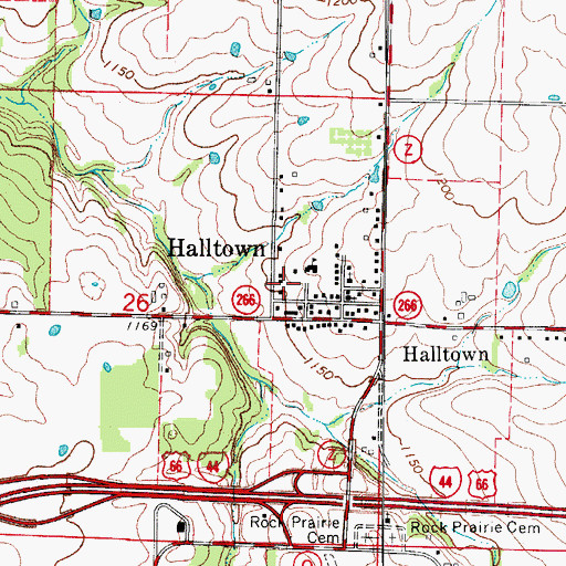 Topographic Map of Village of Halltown, MO