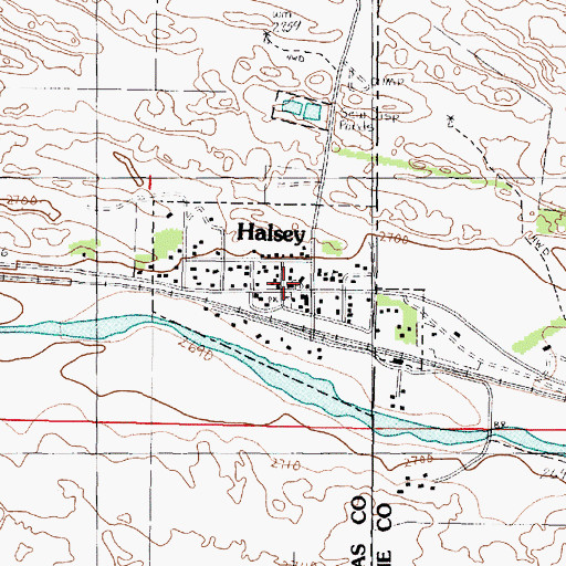 Topographic Map of Village of Halsey, NE