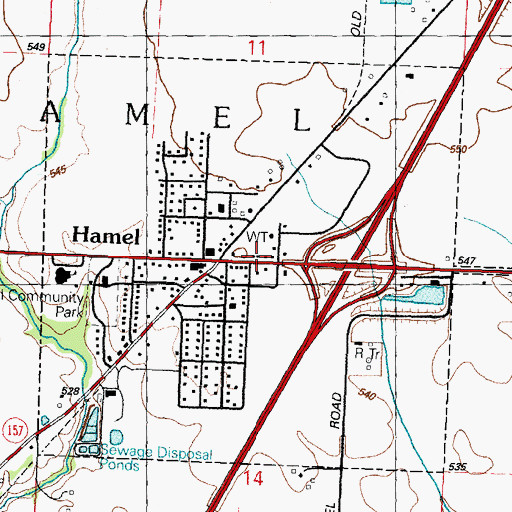 Topographic Map of Village of Hamel, IL