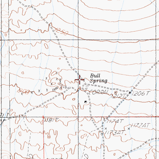 Topographic Map of Bull Spring, CA