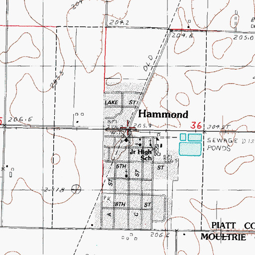 Topographic Map of Village of Hammond, IL