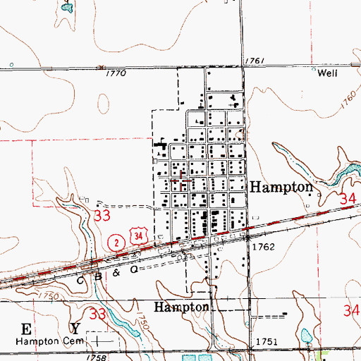 Topographic Map of Village of Hampton, NE