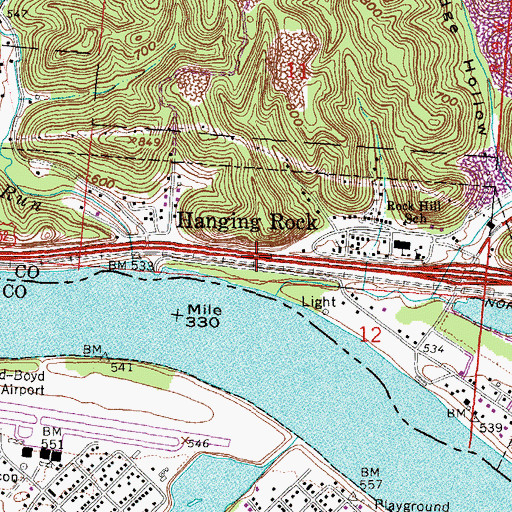 Topographic Map of Village of Hanging Rock, OH