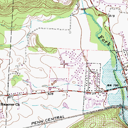 Topographic Map of Village of Hanover, OH