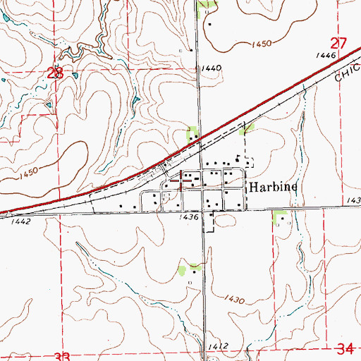 Topographic Map of Village of Harbine, NE