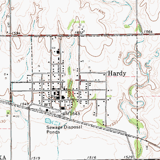 Topographic Map of Village of Hardy, NE