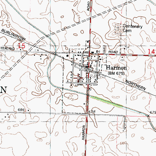 Topographic Map of Village of Harmon, IL