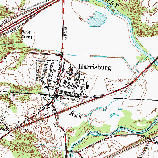 Topographic Map of Village of Harrisburg, OH