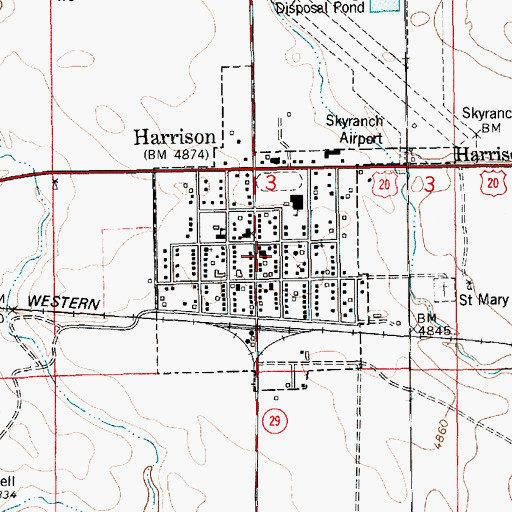 Topographic Map of Village of Harrison, NE