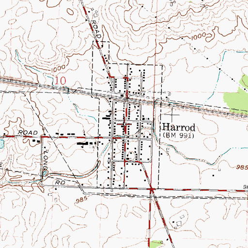 Topographic Map of Village of Harrod, OH