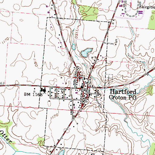 Topographic Map of Village of Hartford, OH