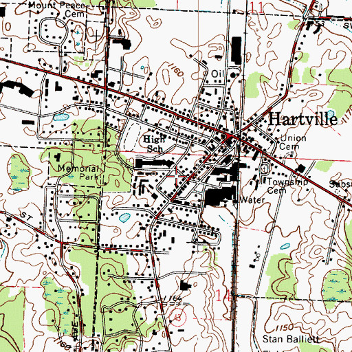 Topographic Map of Village of Hartville, OH