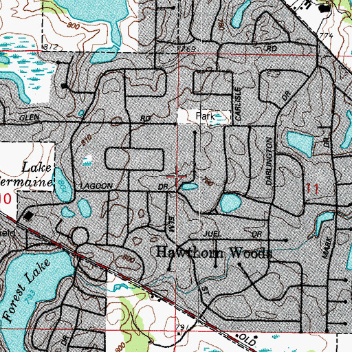 Topographic Map of Village of Hawthorn Woods, IL