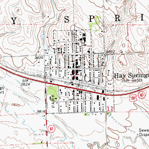 Topographic Map of Village of Hay Springs, NE