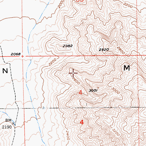 Topographic Map of Bullion Mountains, CA