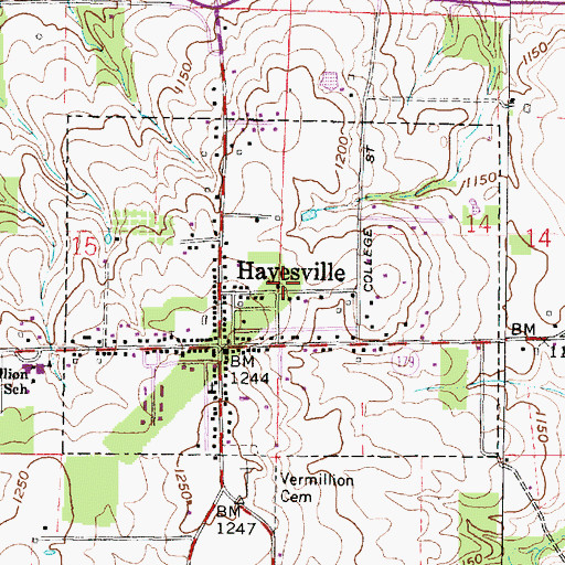 Topographic Map of Village of Hayesville, OH