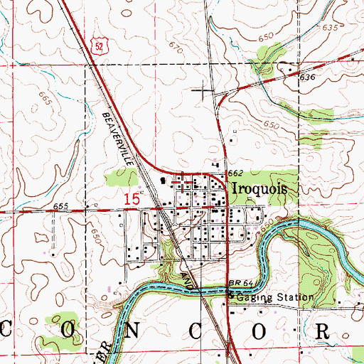 Topographic Map of Village of Iroquois, IL