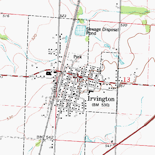Topographic Map of Village of Irvington, IL