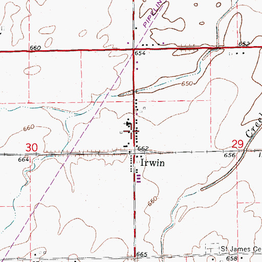 Topographic Map of Village of Irwin, IL